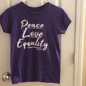 Peace Love Equality purple T-shirt S Cream City